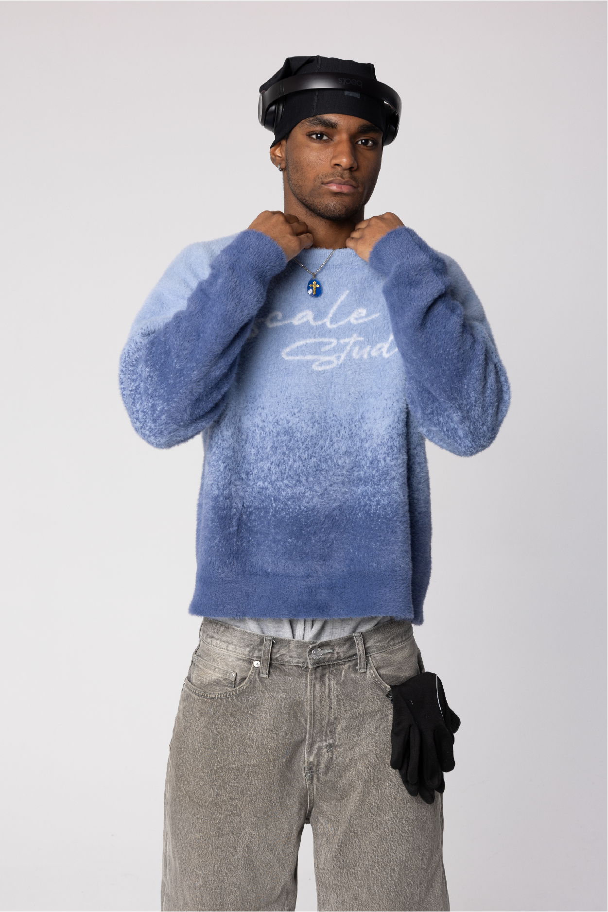 CURSIVE LOGO SWEATER [BLUE]