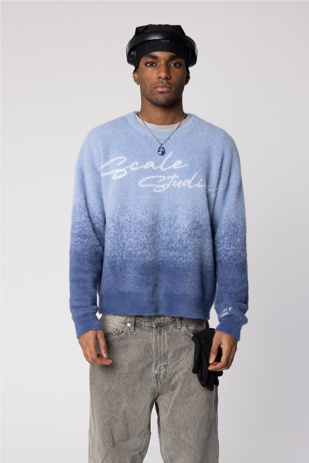CURSIVE LOGO SWEATER [BLUE]